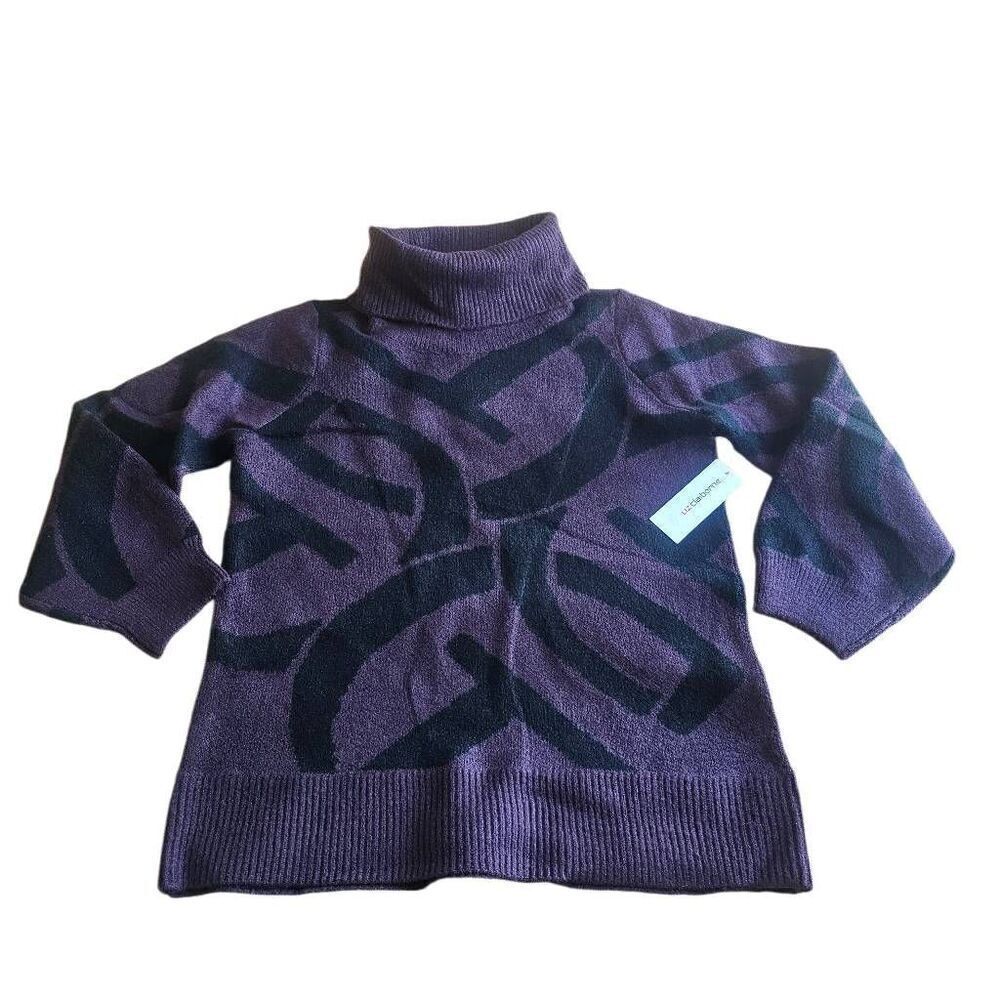 Liz claiborne womens Sz L Midnight purple turtle neck knit sweater